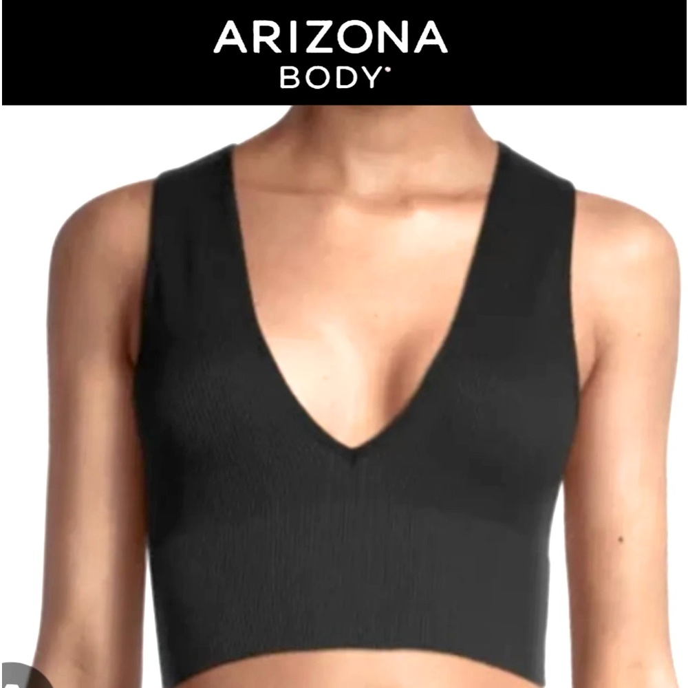 Arizona Jean Company Black V-Neck Ribbed Sports Bra